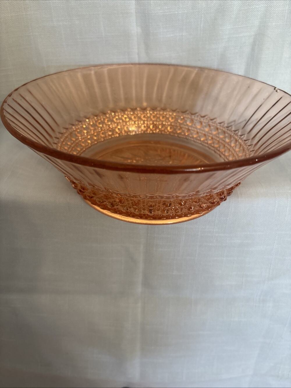 VTG Pink Imperial Glass Bowl Huckabee Pattern Flute And Cane 1930s Depression